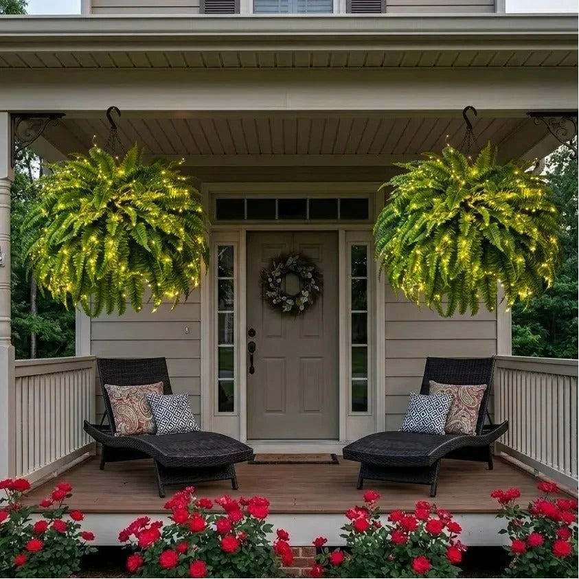 Lighted Artificial Boston Fern
