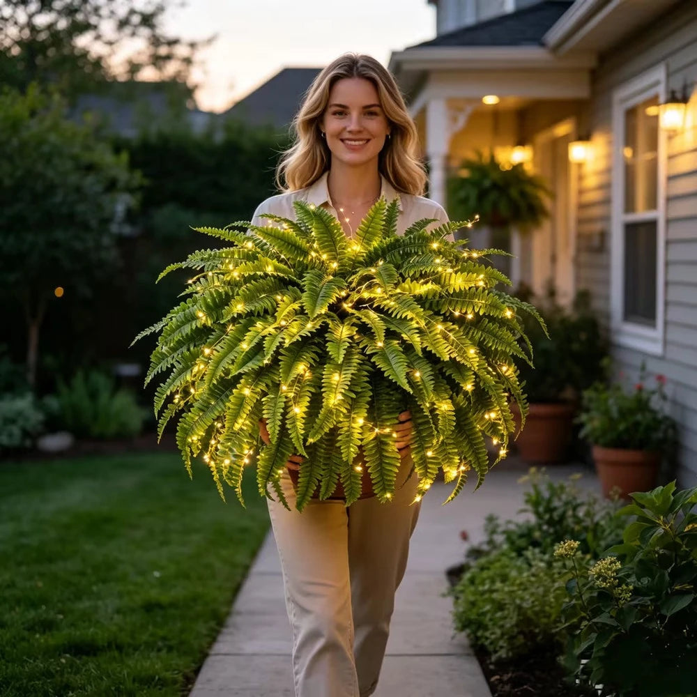 Lighted Artificial Boston Fern