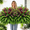 UV-Resistant Artificial Fern And Red Dracaena Plant
