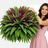 UV-Resistant Artificial Fern And Red Dracaena Plant