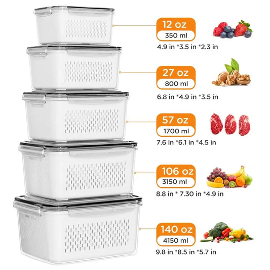 5-piece set Stackable Produce Storage Container Set