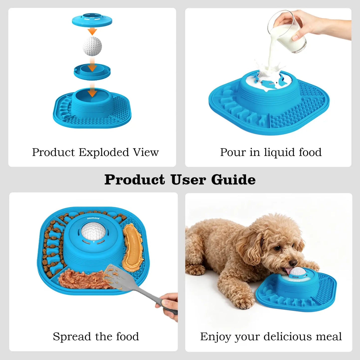 PawLove Slow Feeder Bowl for Dogs with Anti-Slip & Ball Design