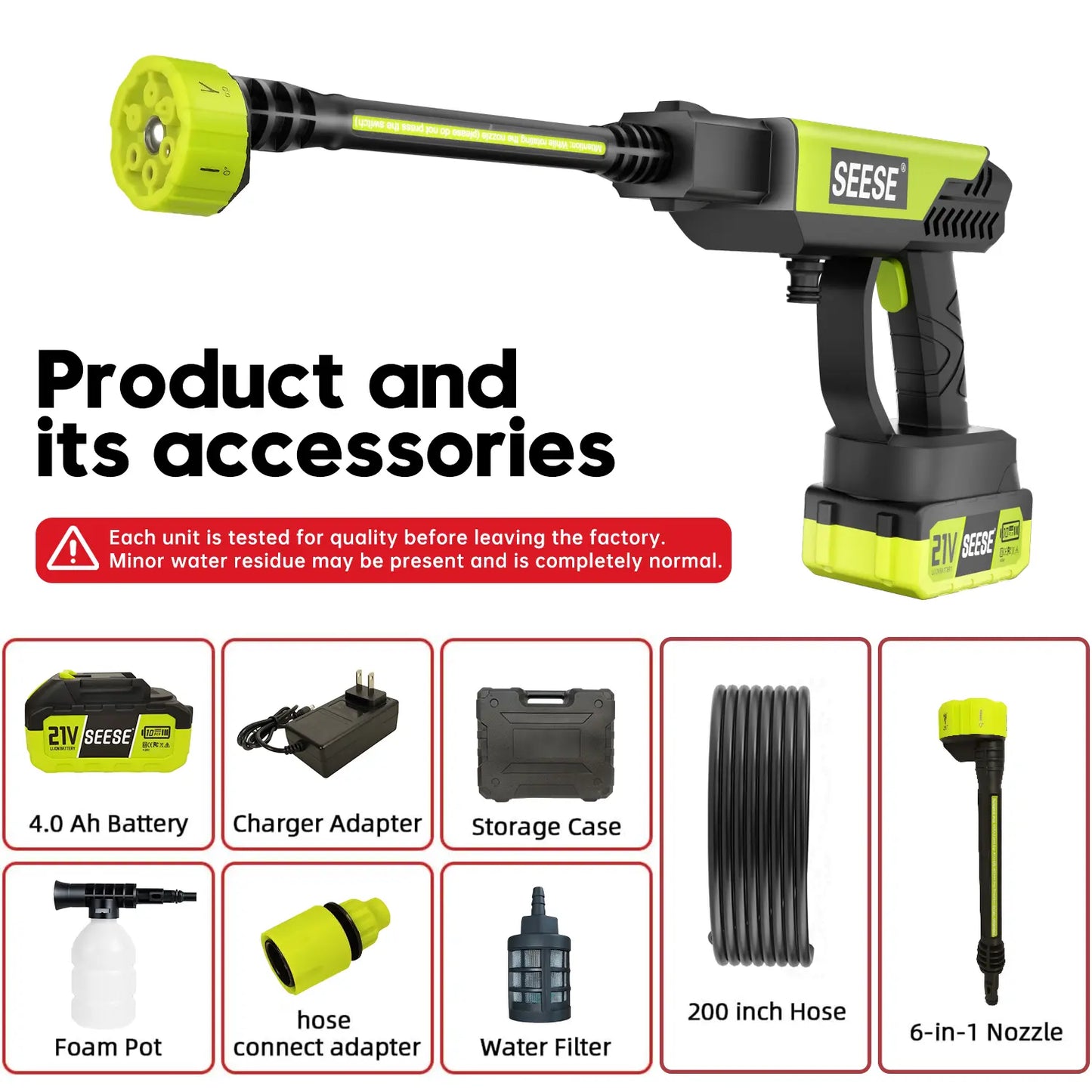 SEESE Cordless Pressure Washer for Car & Home Cleaning