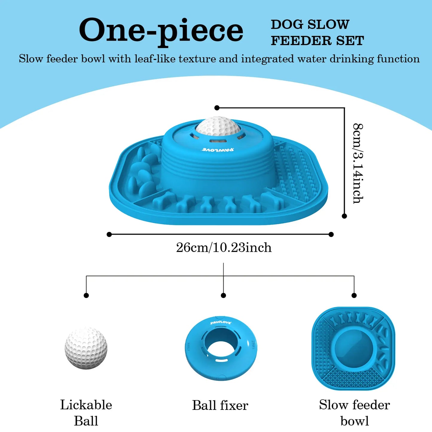PawLove Slow Feeder Bowl for Dogs with Anti-Slip & Ball Design