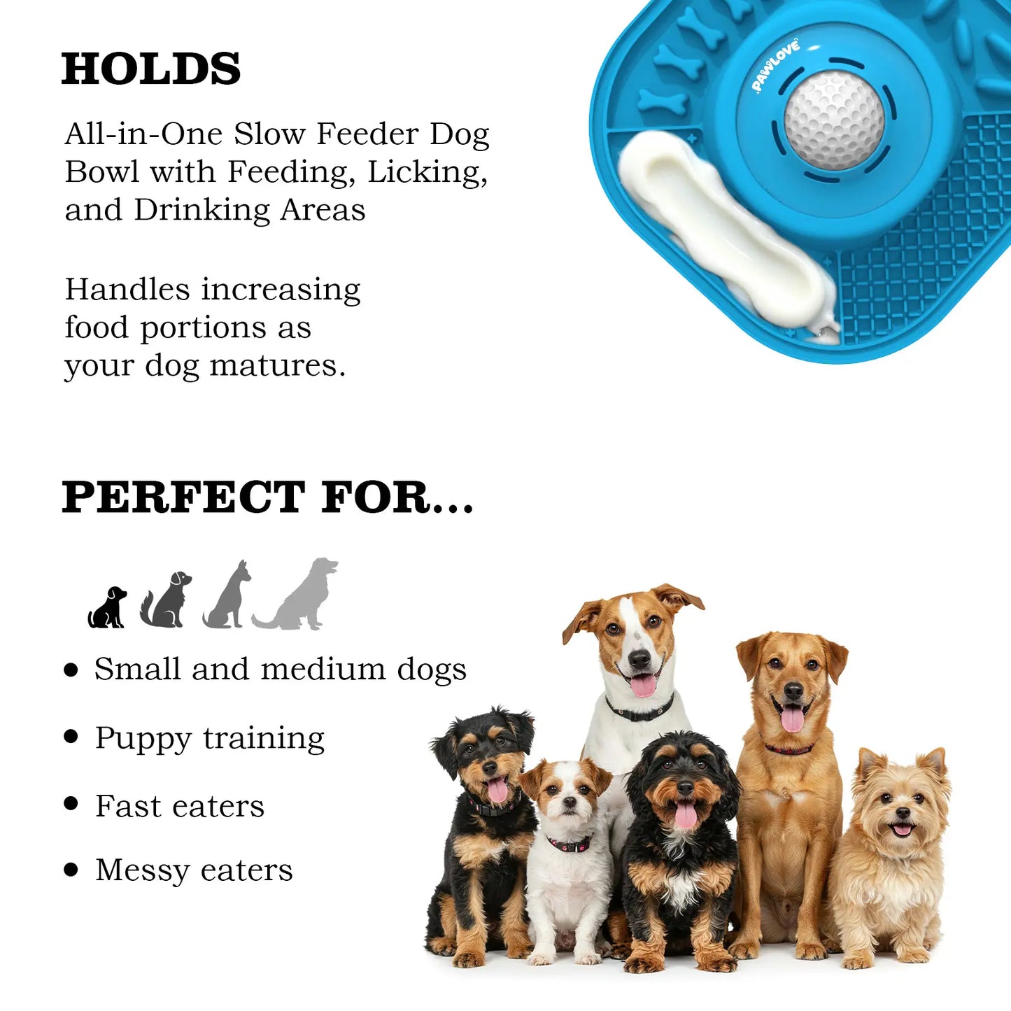 PawLove Slow Feeder Bowl for Dogs with Anti-Slip & Ball Design